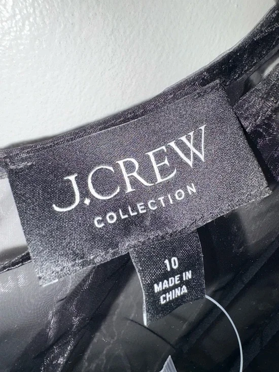 J. Crew Layered Shift Dress in Liquid Organza Color Black Size 10 - Picture 4 of 9